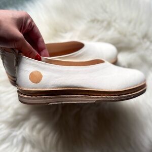 Feit White Leather Ballerina Flats
